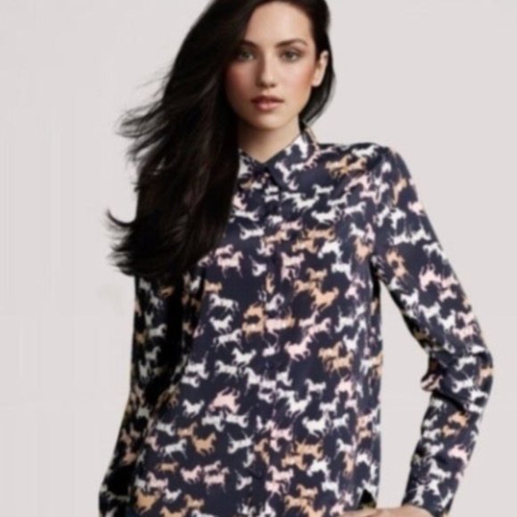 H&M navy horse button up shirt dress 4 NWT - Picture 2 of 9